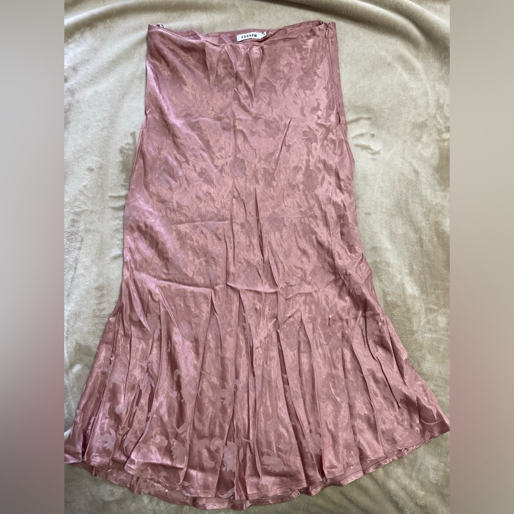 Farrow Margot Jacquard Bias Cut Slip Skirt Midi